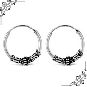 14mm Wide - 1.2mm Thick Bali Hoop Earrings, ehb102